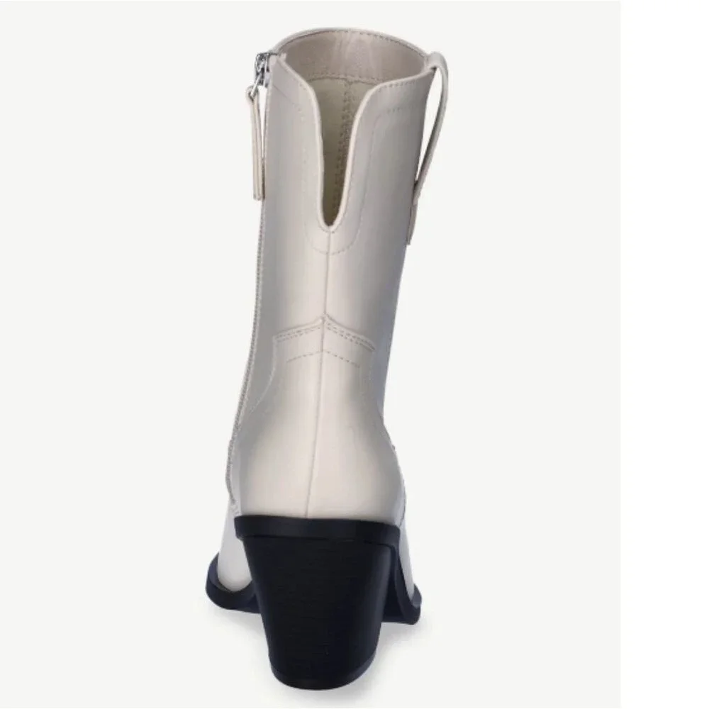 Scoop White Side Zip Western Booties Size 7 NWT
